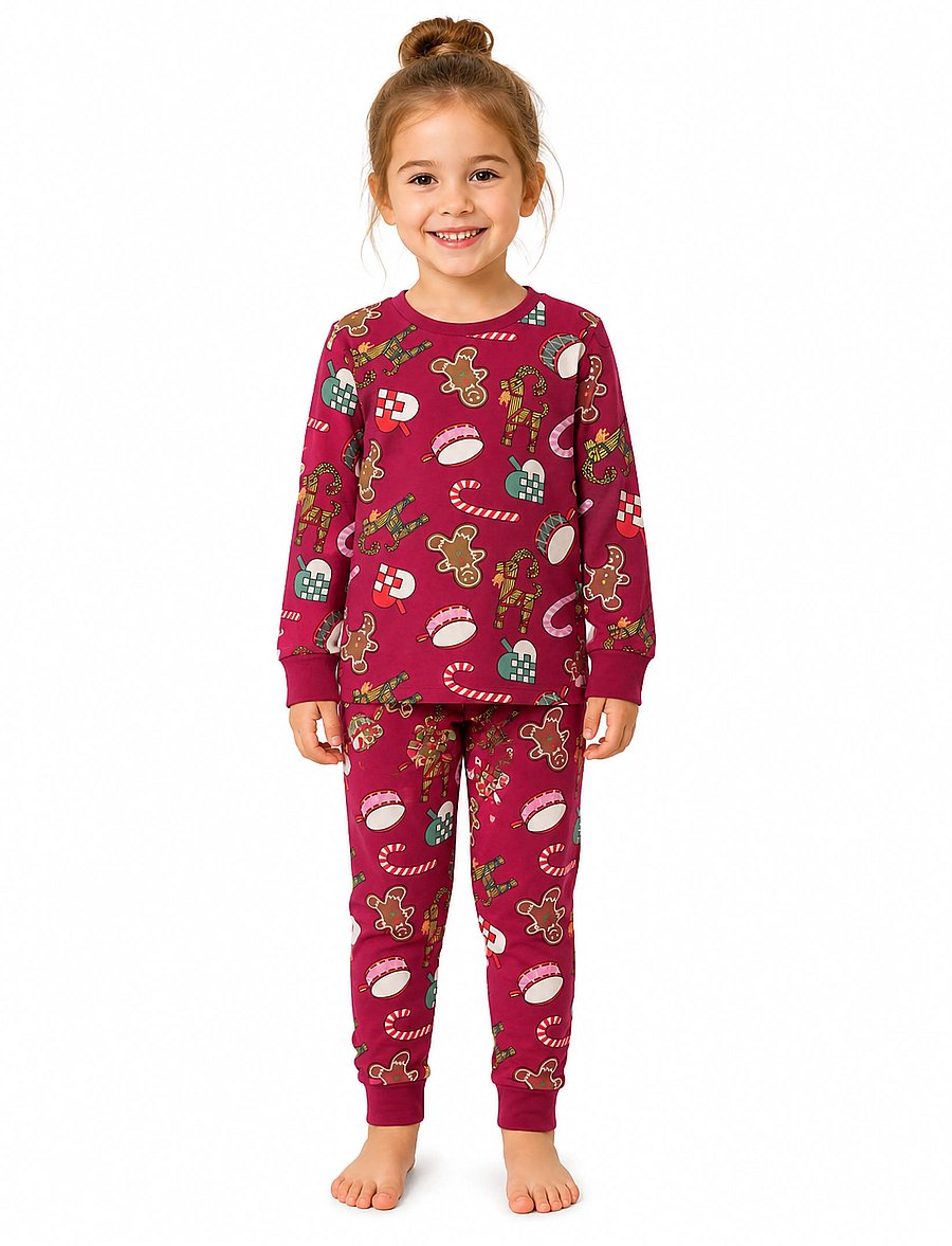 Småfolk - Jubilee nightwear set with Christmas decorations - pyjamasset - amaranth - 0
