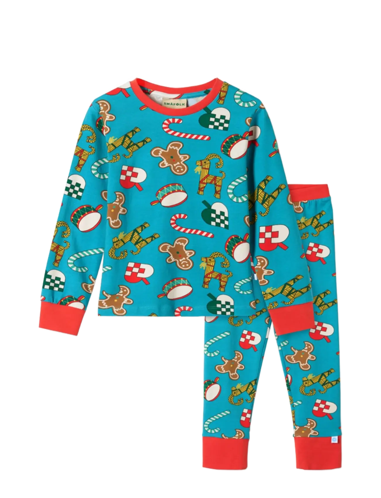 SMÅFOLK Jubilee Nachtwäsche Set With Christmas Decorations Blau - 110-116 - Kinder