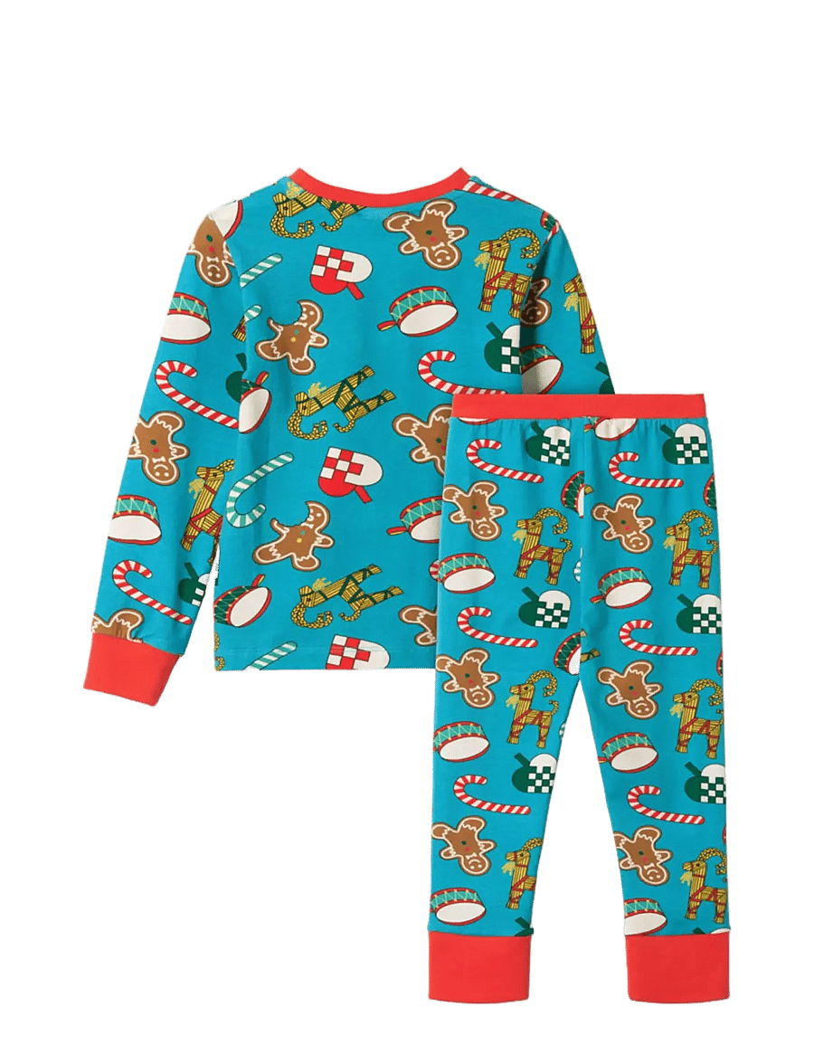 Småfolk - Jubilee nightwear set with Christmas decorations - pyjamasset - creamy blue - 2