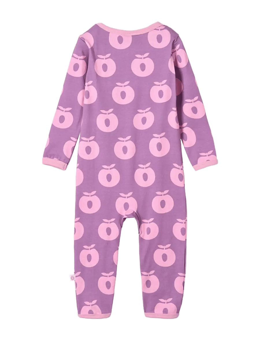 Småfolk - Ulm long-sleeved baby suit with apples - långärmade bodysuits - purple iris - 2