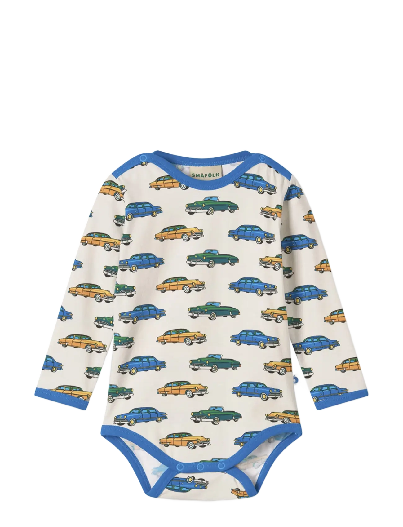 SMÅFOLK Elstar Langärmelig Baby Body With Cars Cream - 62 - Kinder
