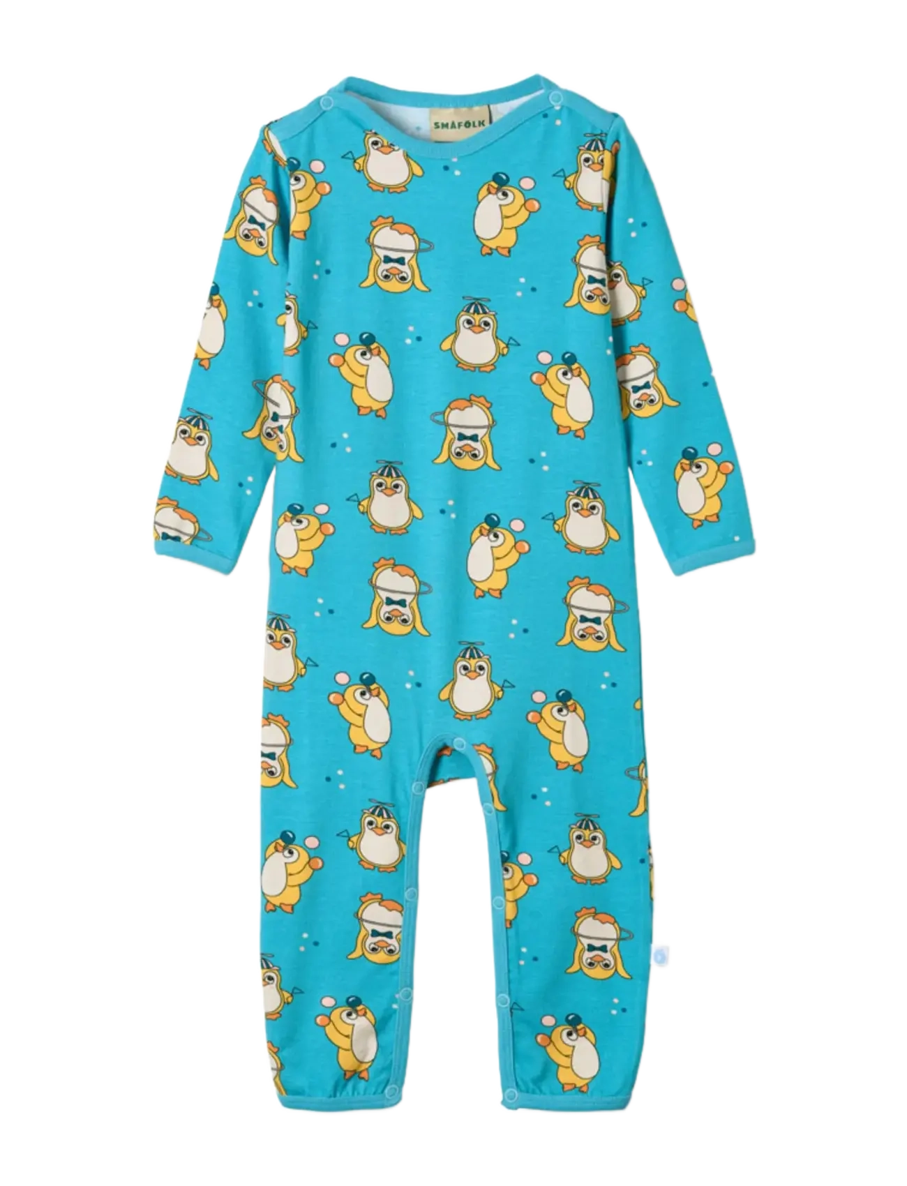 Småfolk Elstar long-sleeved baby suit with circus penguins - Småfolk - PETIT FOUR / blue