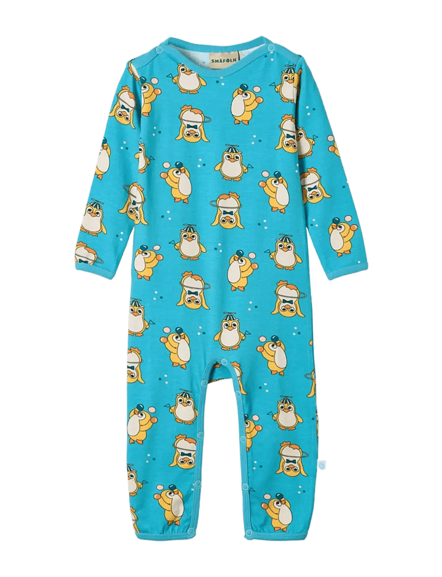 Småfolk - Elstar long-sleeved baby suit with circus penguins - långärmade bodies - petit four - 1