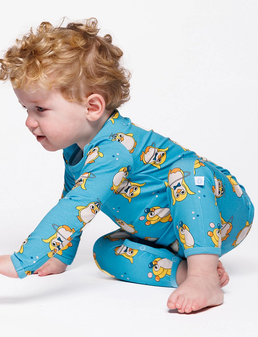 Småfolk - Elstar long-sleeved baby suit with circus penguins - långärmade bodies - petit four - 0