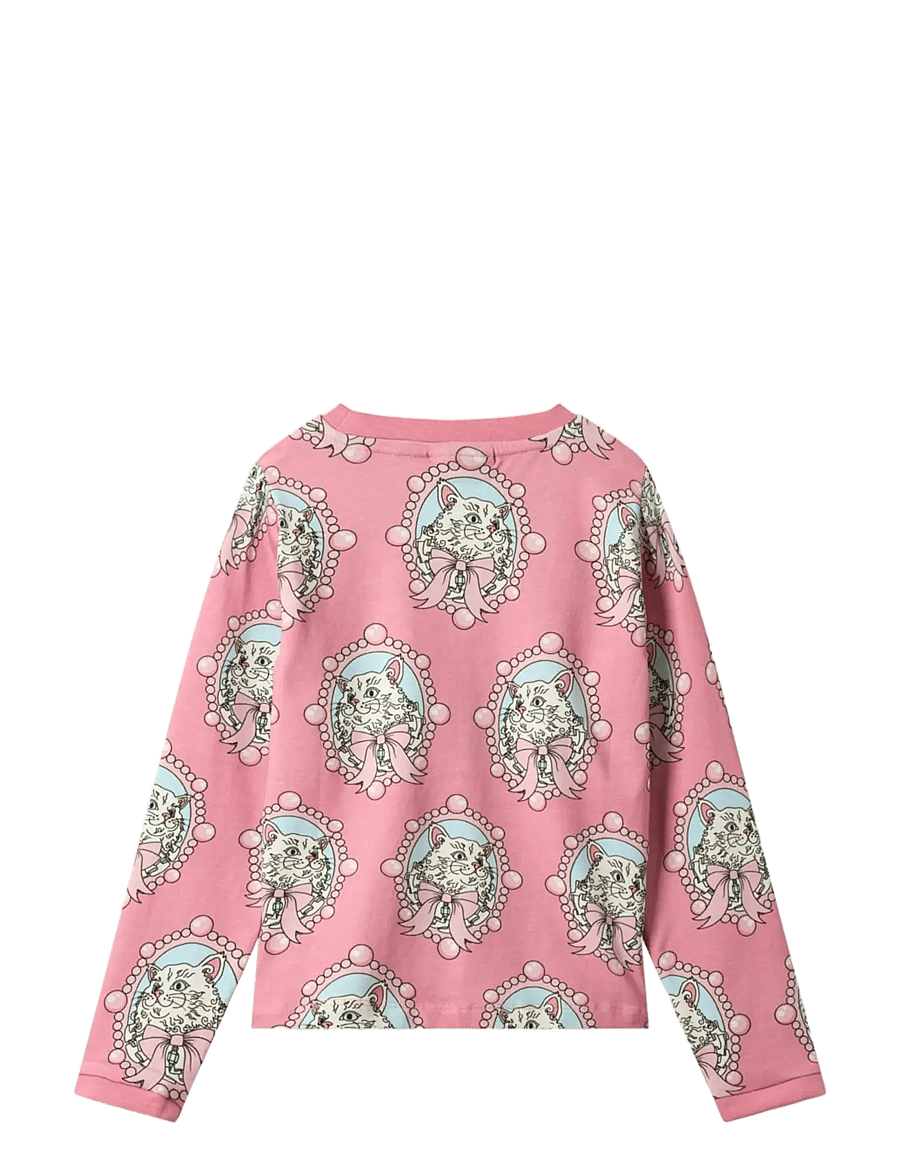 Småfolk - Elstar long-sleeved top with cats - långärmade t-shirts - blush cream - 2