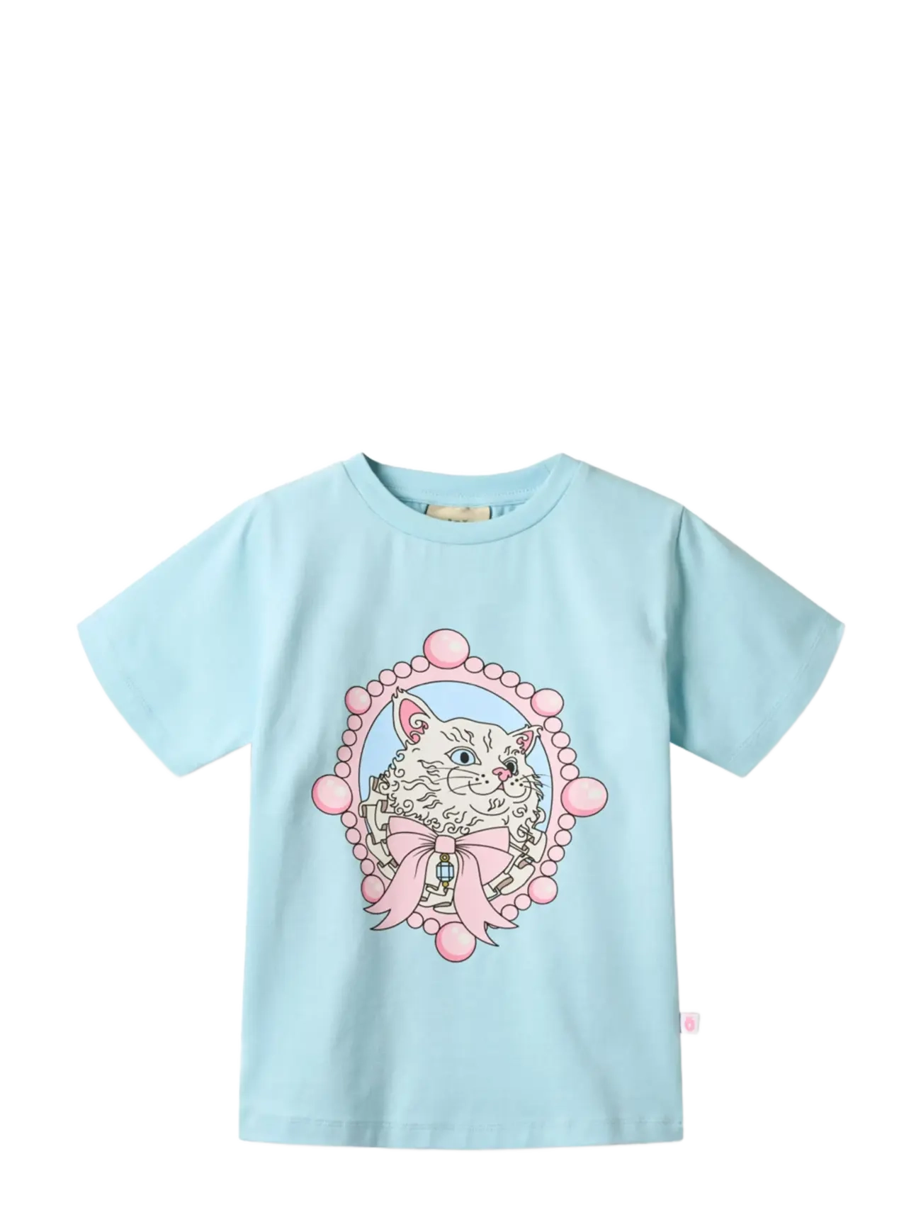Småfolk Gala t-shirt with cat - Kortærmede T-shirts - TIDE BLUE / blue