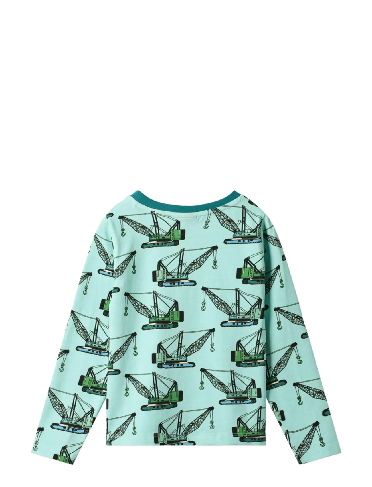 Småfolk - Gala long-sleeved top with crane machines - langærmede t-shirts - mint haven - 2
