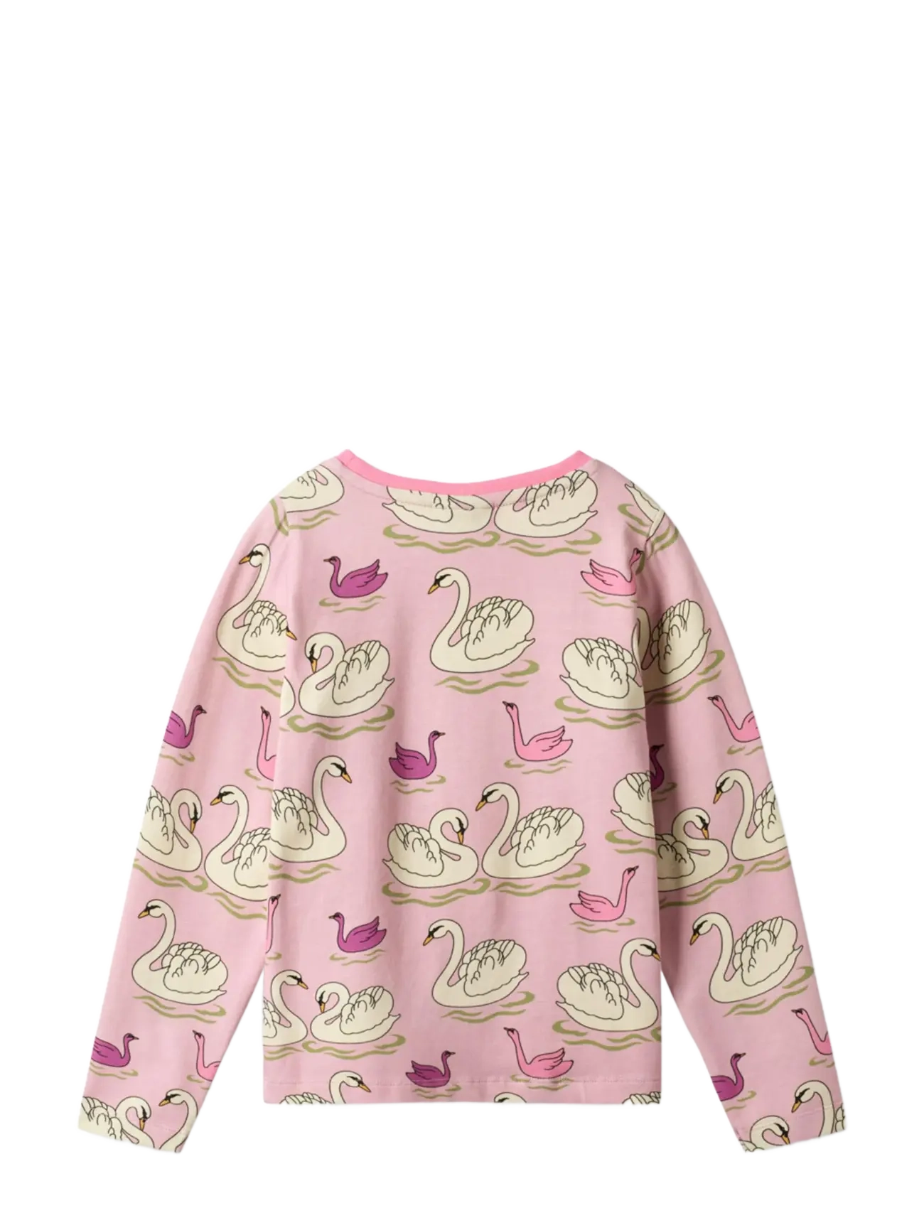 Småfolk - Gala long-sleeved top with swans - långärmade t-shirts - blush cream - 2