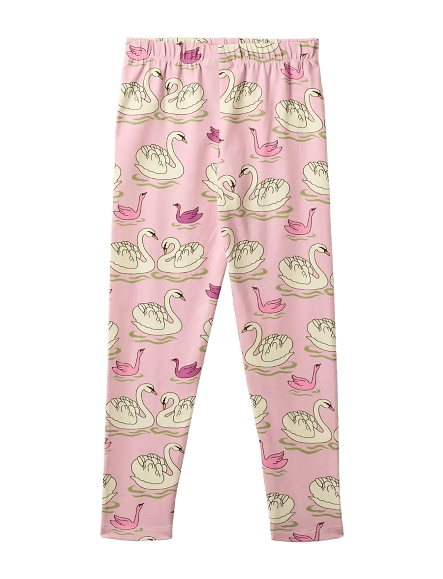 Småfolk - Gala leggings with swans - leggings - blush cream - 1