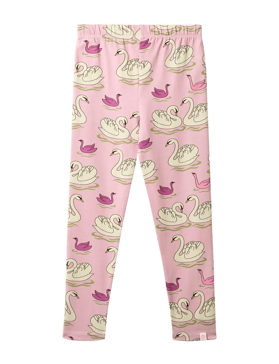 Småfolk - Gala leggings with swans - leggings - blush cream - 2