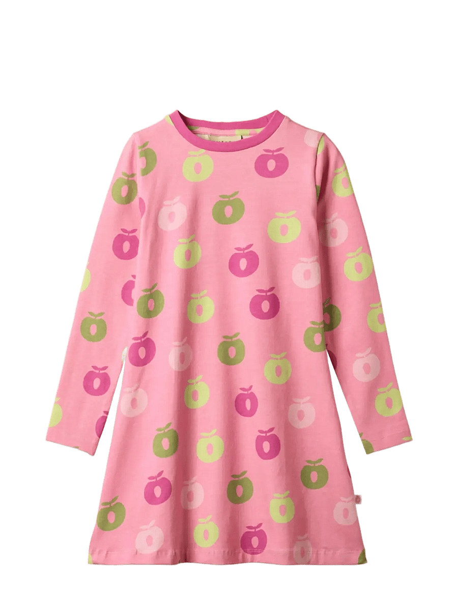 Småfolk - Gala dress with apples - långärmade babyklänningar - candy floss - 1