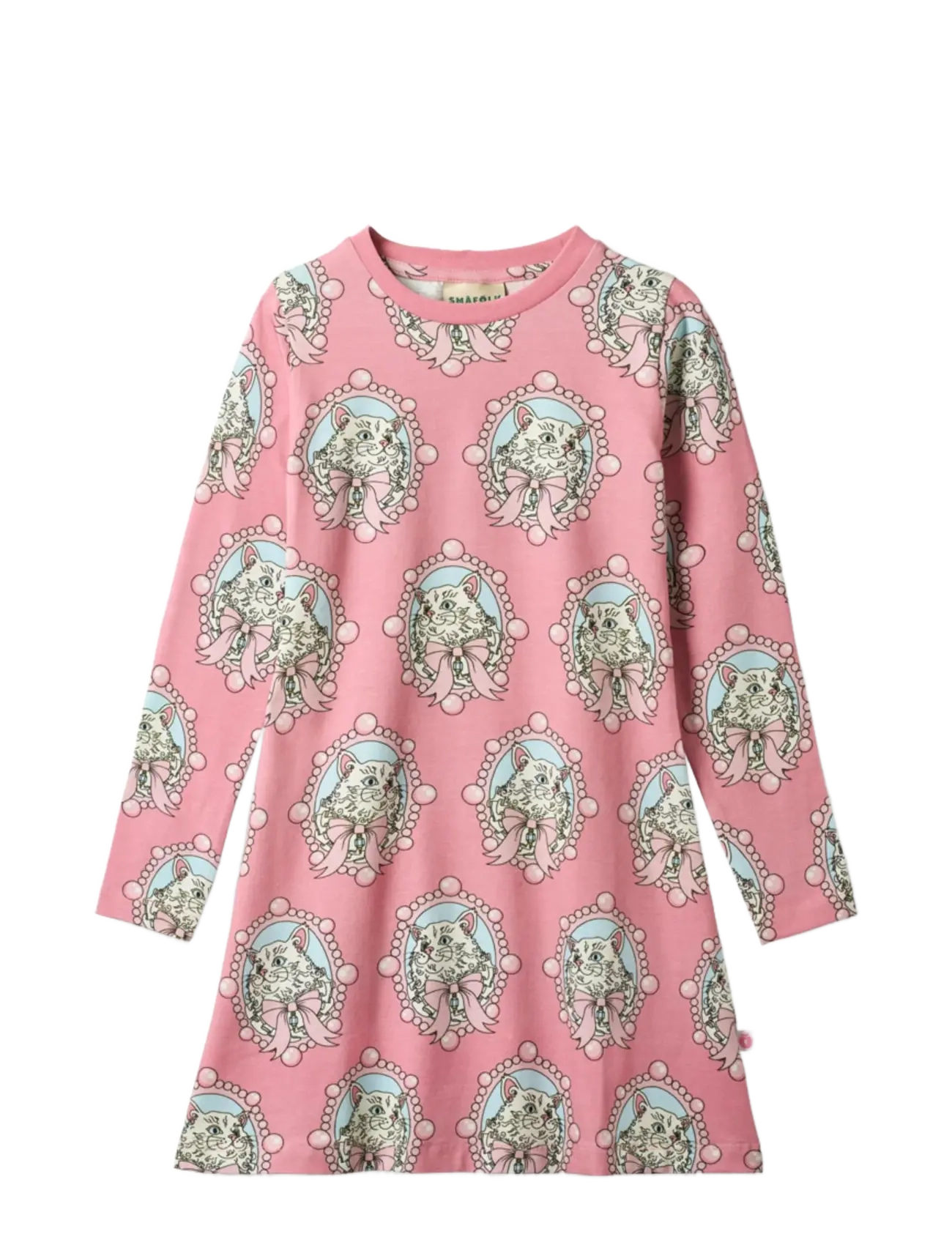 SMÅFOLK Gala Kleid With Cats Pink - 122-128 - Kinder