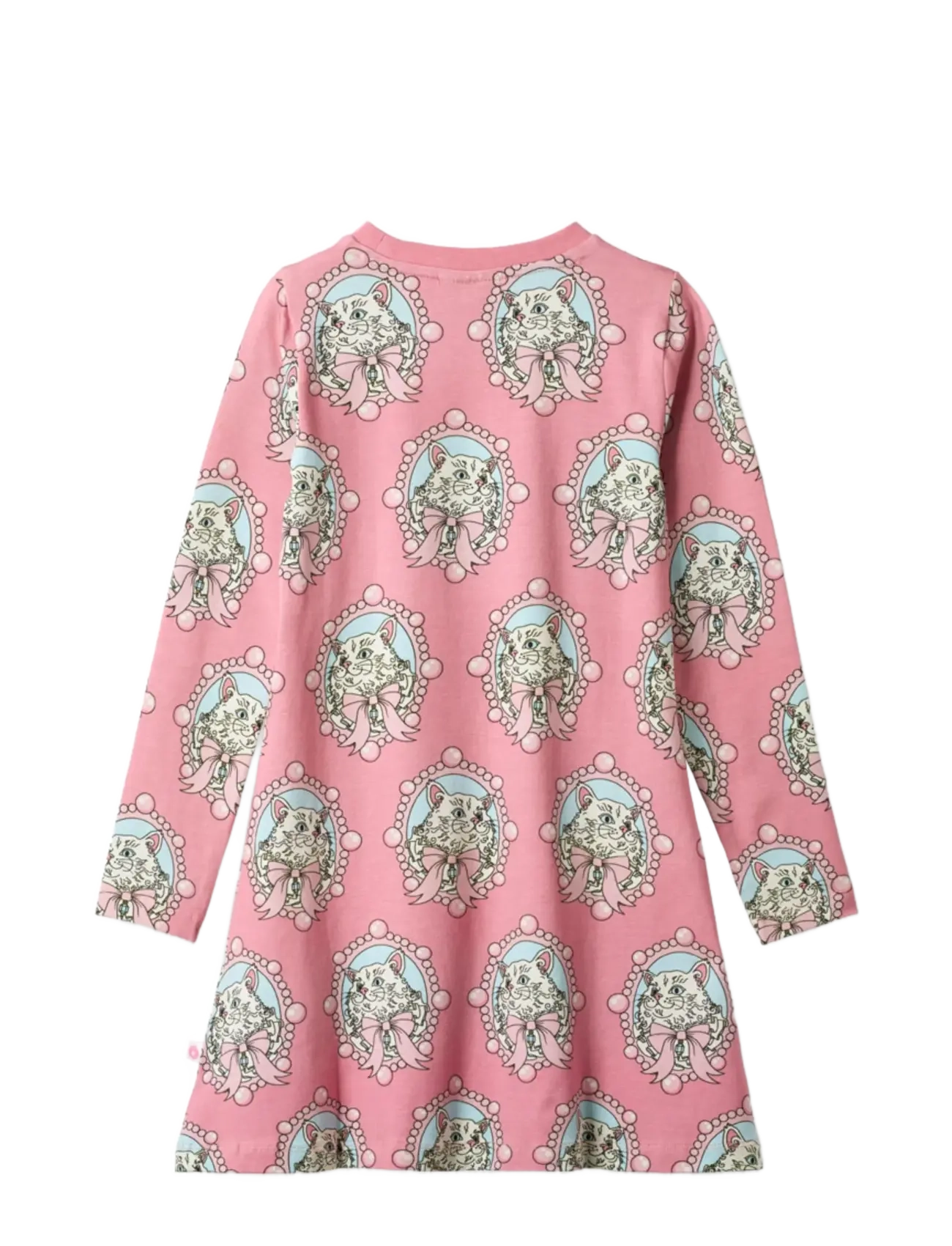 Småfolk - Gala dress with cats - långärmade babyklänningar - blush cream - 2