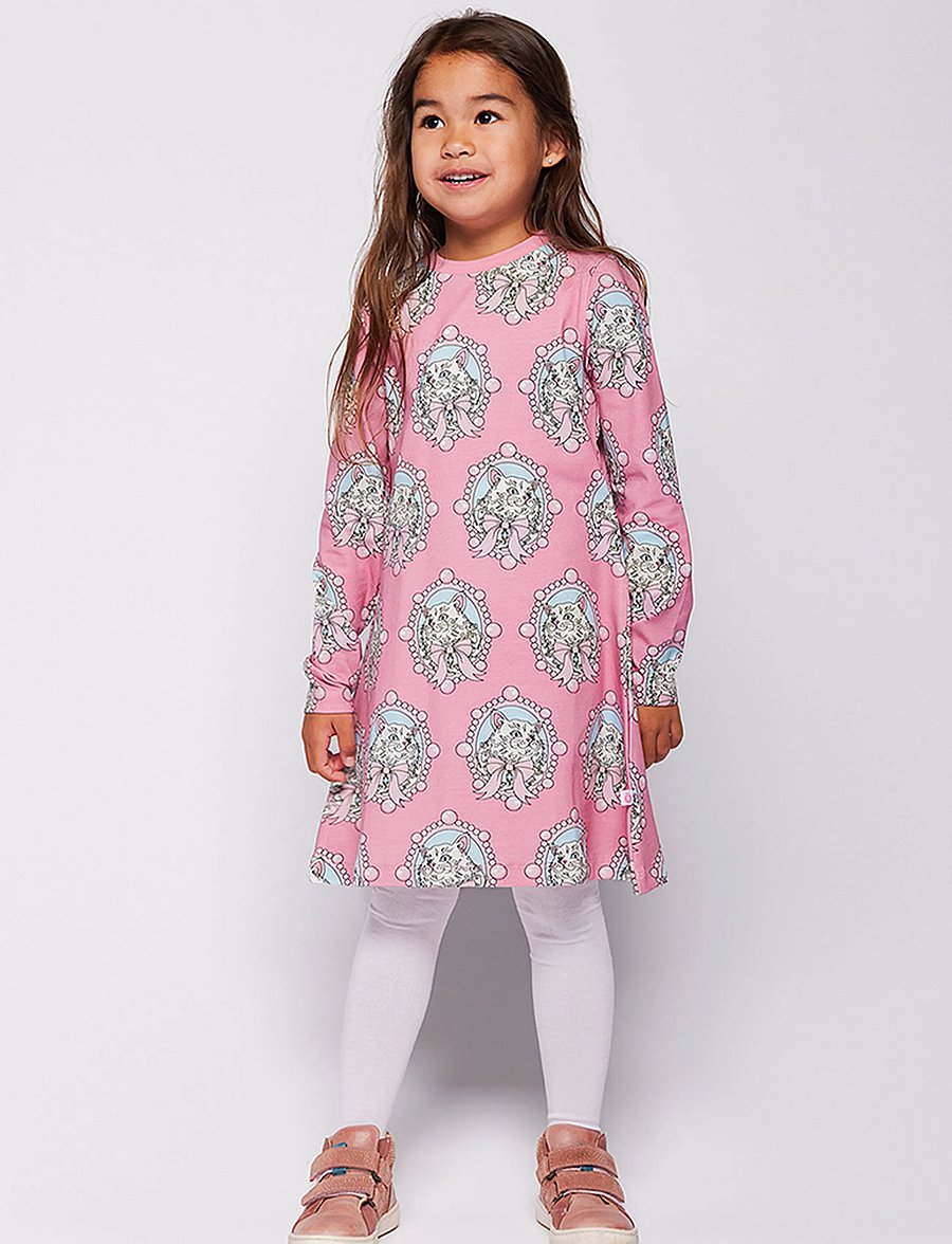 Småfolk - Gala dress with cats - långärmade babyklänningar - blush cream - 0