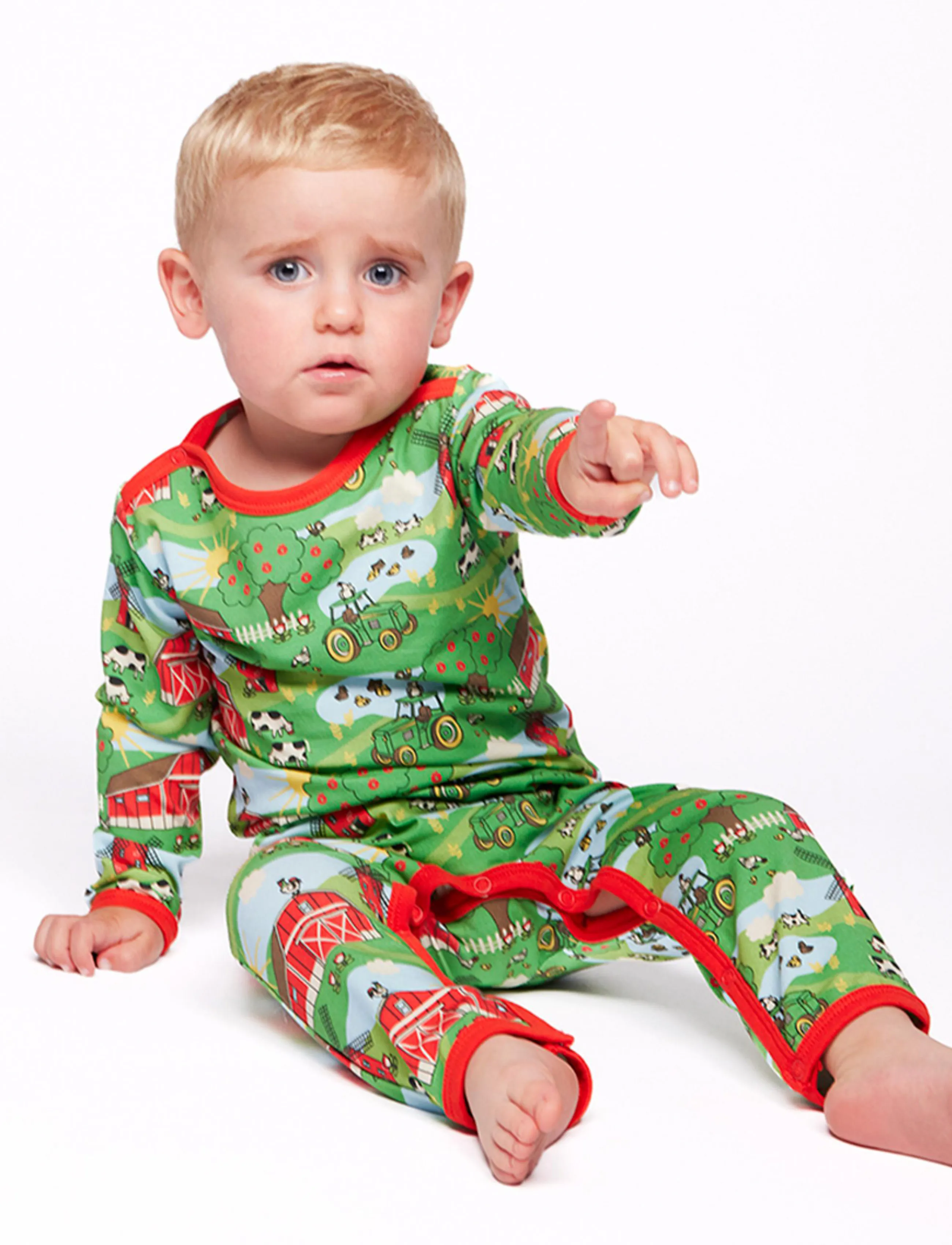 Småfolk - Elstar long-sleeved baby suit with farm - die niedrigsten preise - green - 0