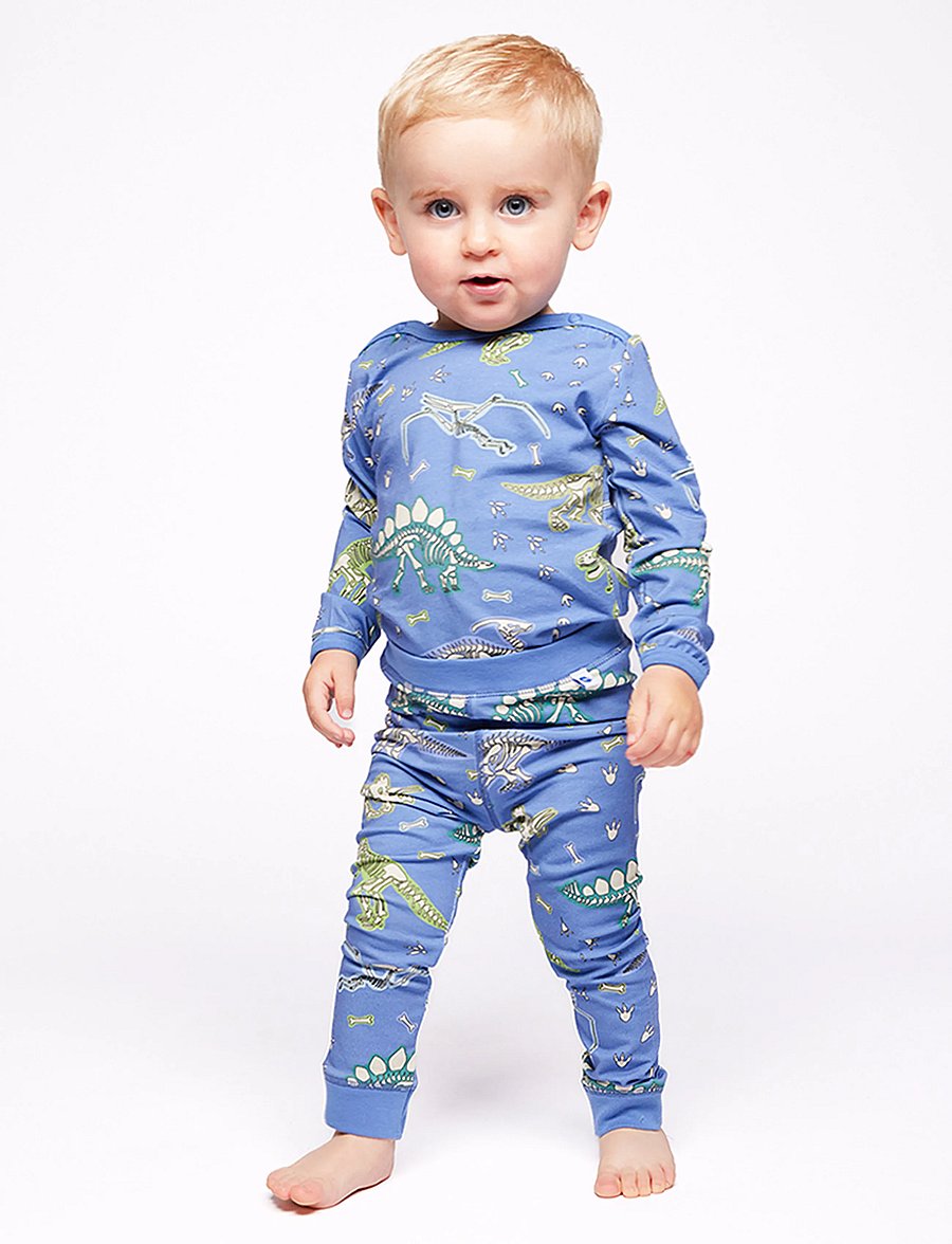 Småfolk - Elstar leggings for baby with dinosaurs - leggings - skyfall - 0