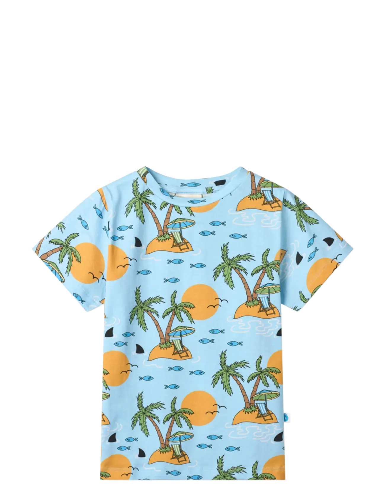 Småfolk Gala t-shirt with tropical island - Kurzärmelige - TIDE BLUE / blue
