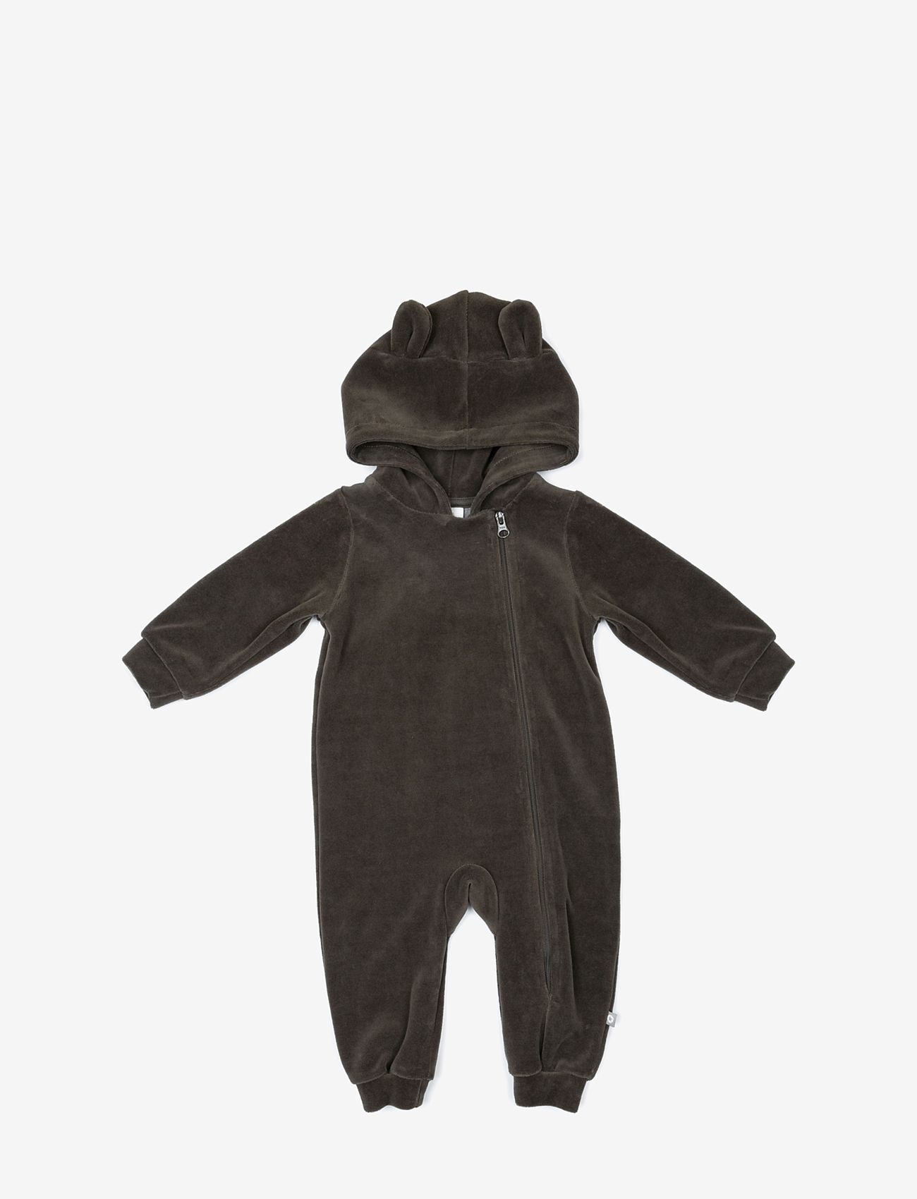 Smallstuff - Jumpsuit velour, dark mole - långärmade - dark mole - 0