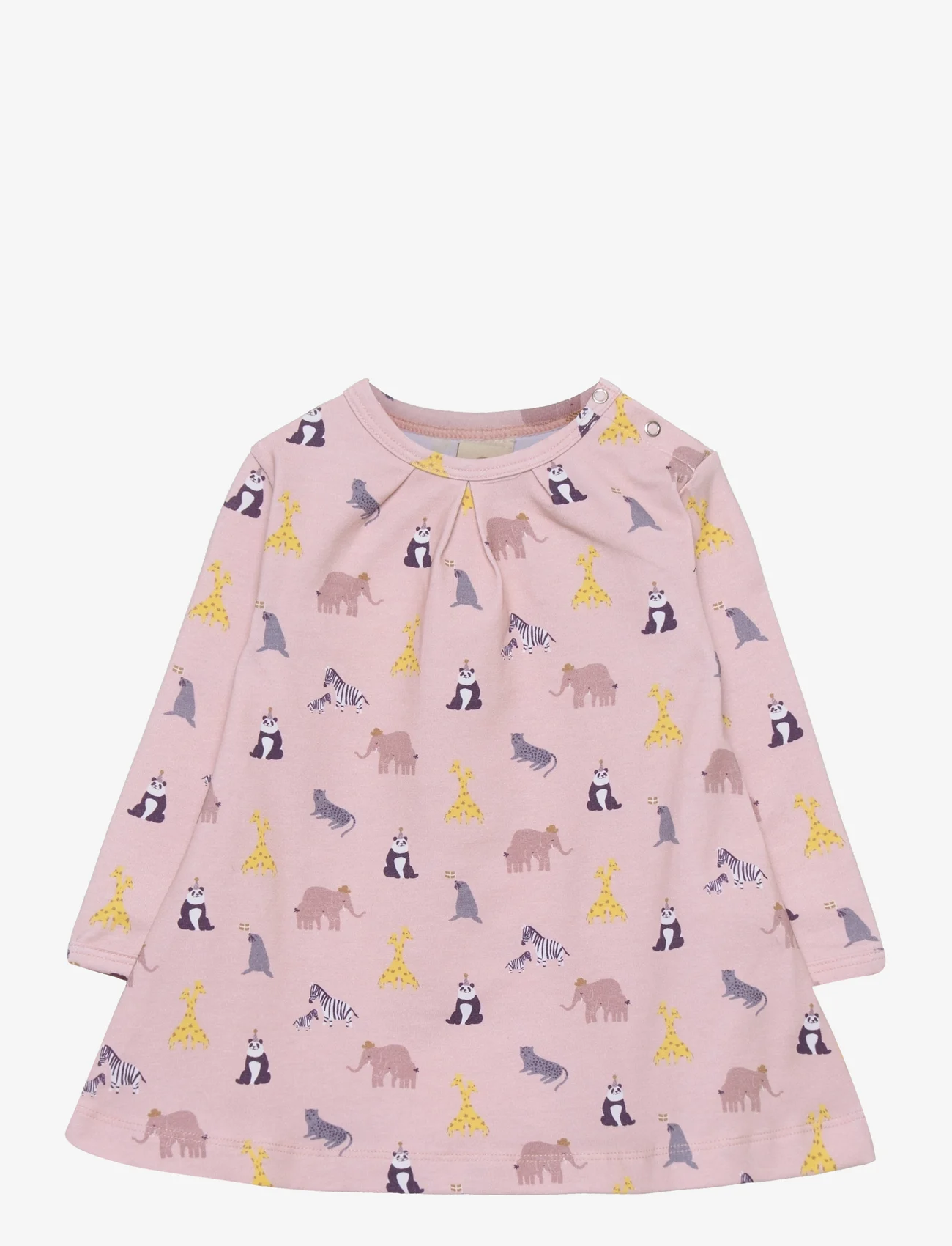 Smallstuff - Dress LS, zoo garden, rose - långärmade t-shirts - rose - 0