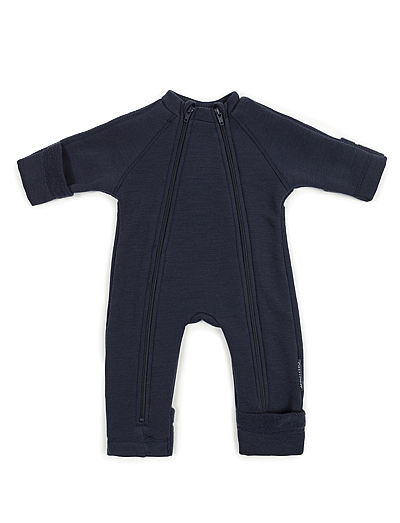 Jumpsuit, Merino Wool W. 2 Zip, Navy - Fleecedragter