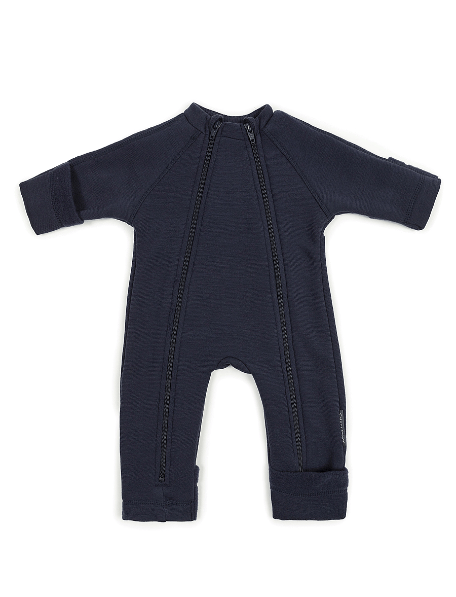 Smallstuff - Jumpsuit, merino wool w. 2 zip, navy - fliiskombinesoonid - navy - 1