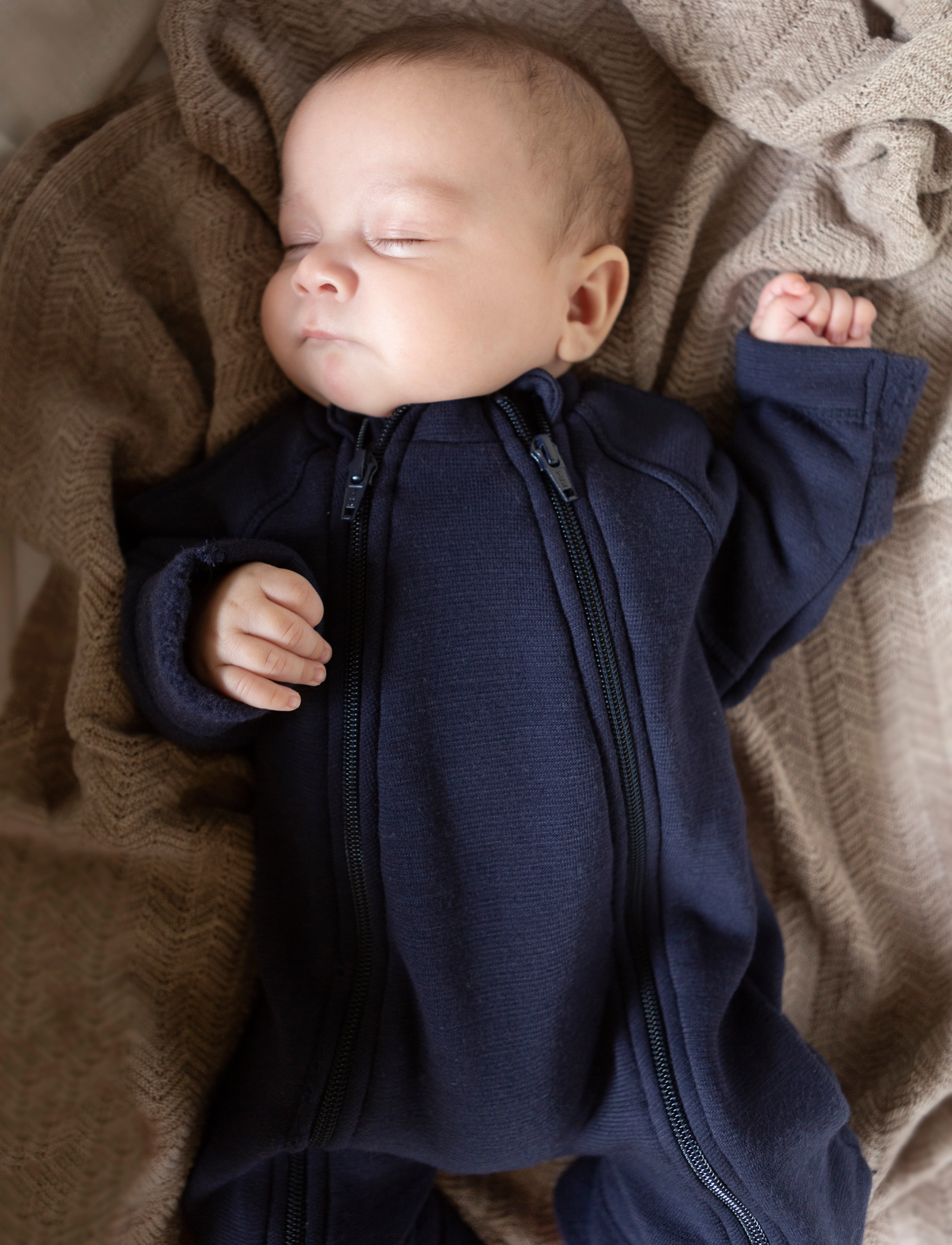 Smallstuff Jumpsuit, Merino Wool W. 2 Zip, Navy, 92/98, Fleece Oberbekleidung, Marineblau - Coveralls, Kinder