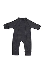 Jumpsuit  wool w. 2 zip, dark grey - DARK GREY