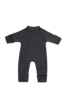 Jumpsuit  wool w. 2 zip, dark grey, Smallstuff