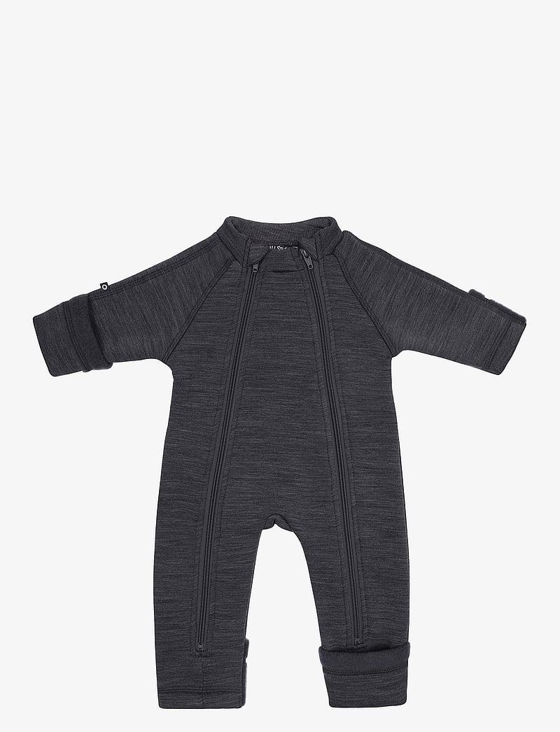 Smallstuff - Jumpsuit wool w. 2 zip, dark grey - fleece coveralls - dark grey - 1