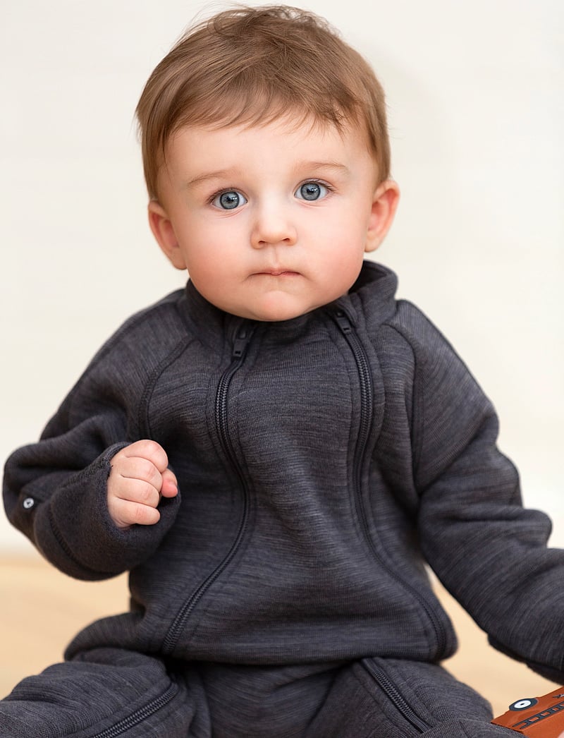 Smallstuff - Jumpsuit wool w. 2 zip, dark grey - fleece coveralls - dark grey - 0