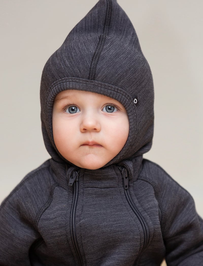 Smallstuff - Jumpsuit wool w. 2 zip, dark grey - fleece coveralls - dark grey - 2