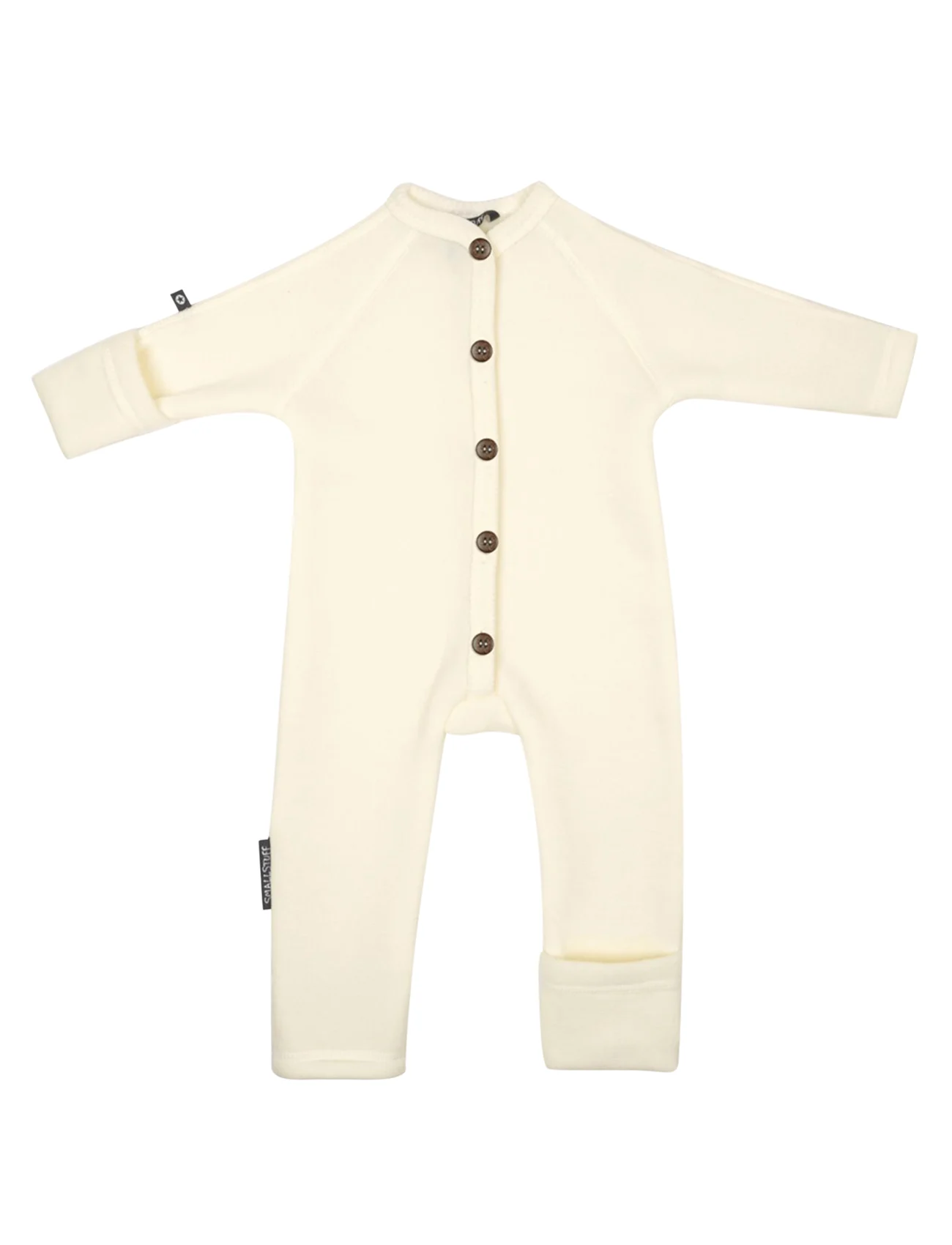 Smallstuff - Jumpsuit, merino wool w. buttons, offwhite - long-sleeved - offwhite - 0