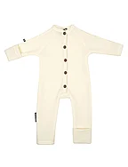 Jumpsuit, merino wool w. buttons, offwhite - OFFWHITE