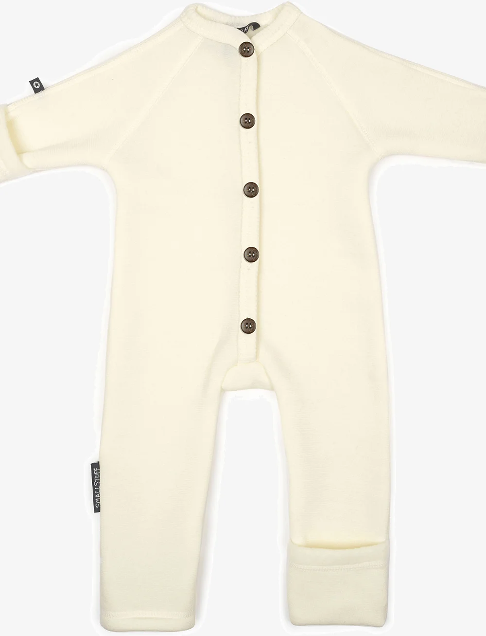 Smallstuff - Jumpsuit, merino wool w. buttons, offwhite - langärmelig - offwhite - 1
