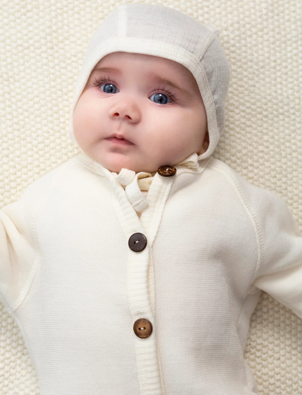 Smallstuff - Jumpsuit, merino wool w. buttons, offwhite - langärmelig - offwhite - 0