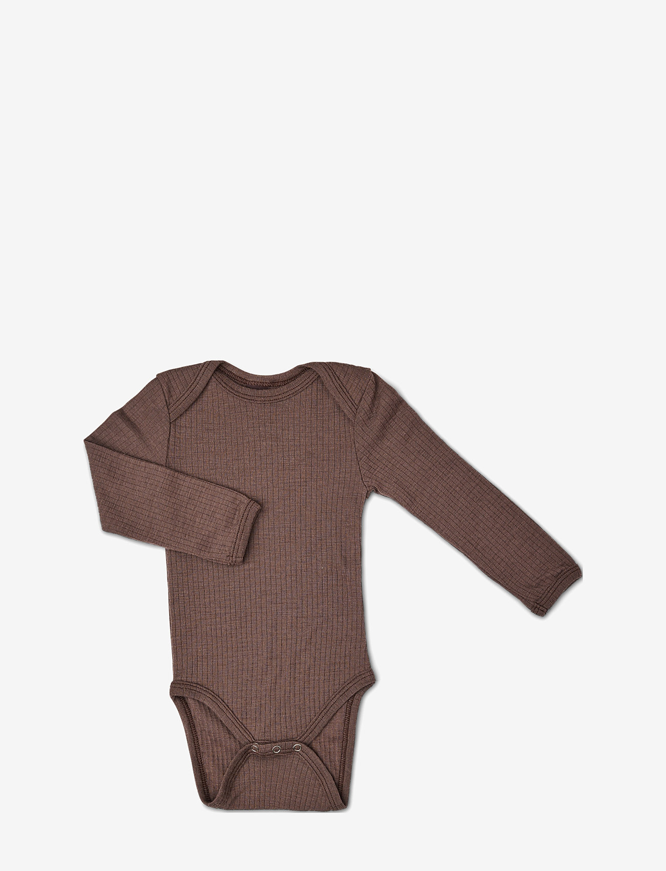 Smallstuff - Body LS, rose brown drop needle, merino wool - langærmede bodyer - rose brown - 1