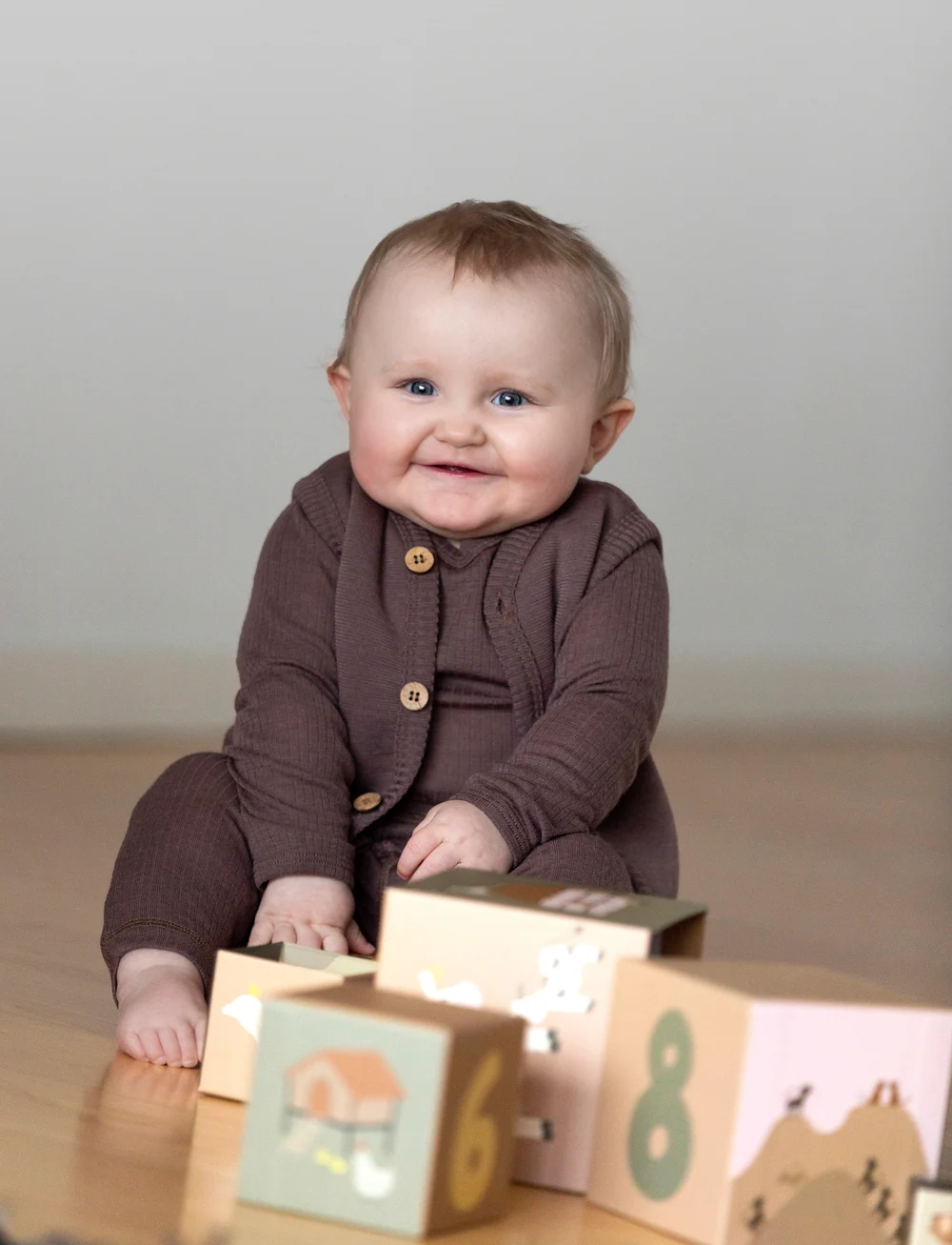 Smallstuff - Body LS, rose brown drop needle, merino wool - långärmade bodies - rose brown - 2