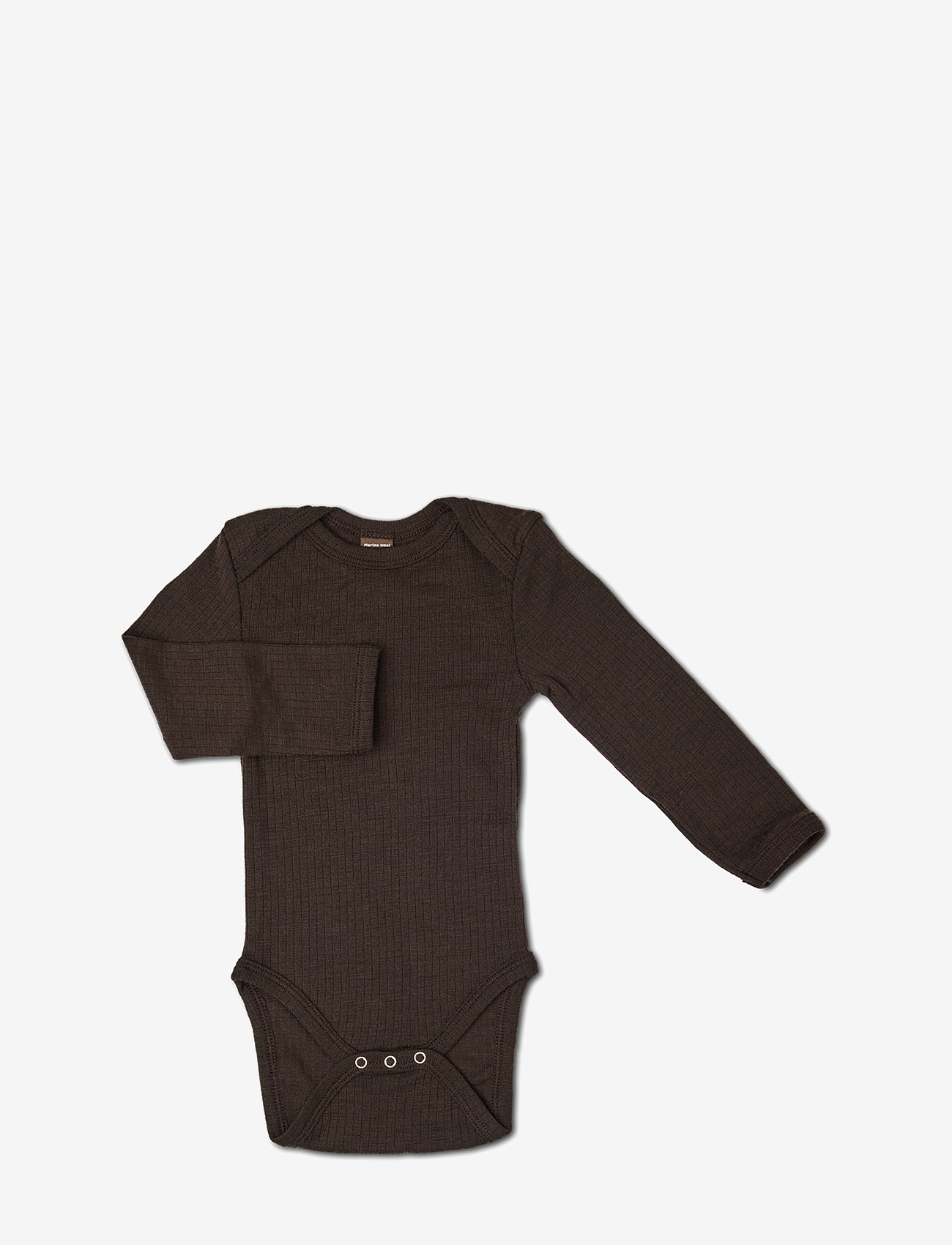 Smallstuff - Body LS, brown drop needle, merino wool - långärmade bodies - brown - 0