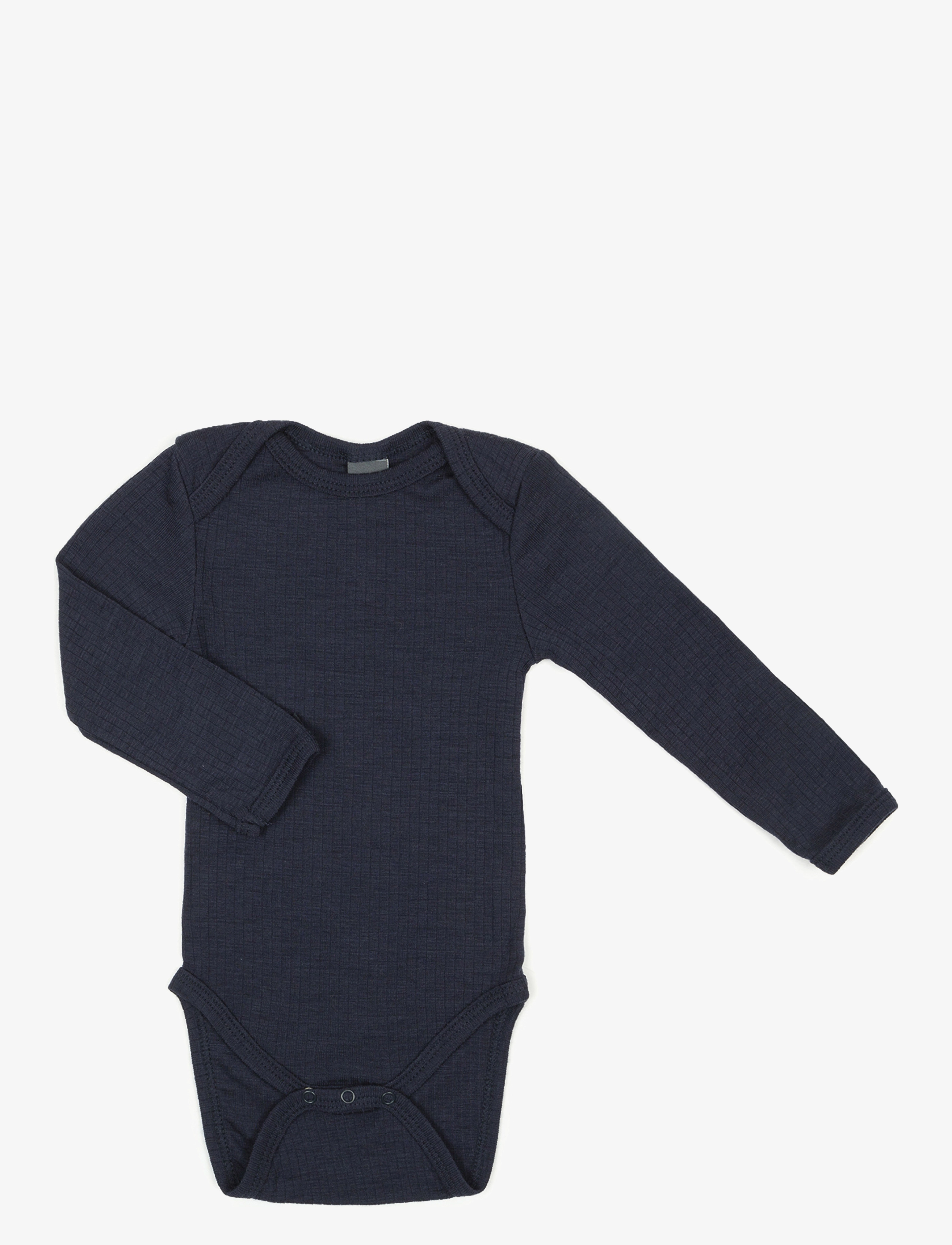 Smallstuff Body LS, navy drop needle, merino wool - Kläder - NAVY / blue