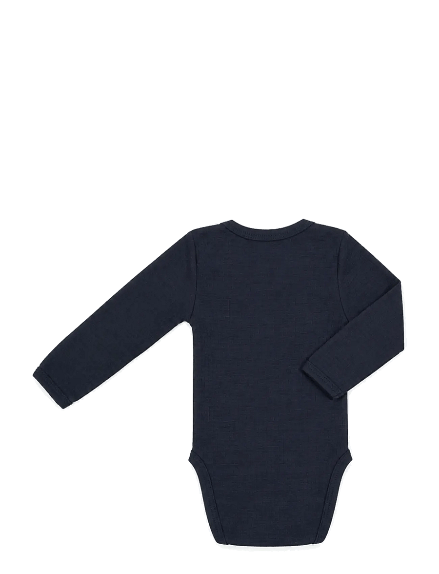 Smallstuff - Body LS, navy drop needle, merino wool - base layer baby - navy - 2
