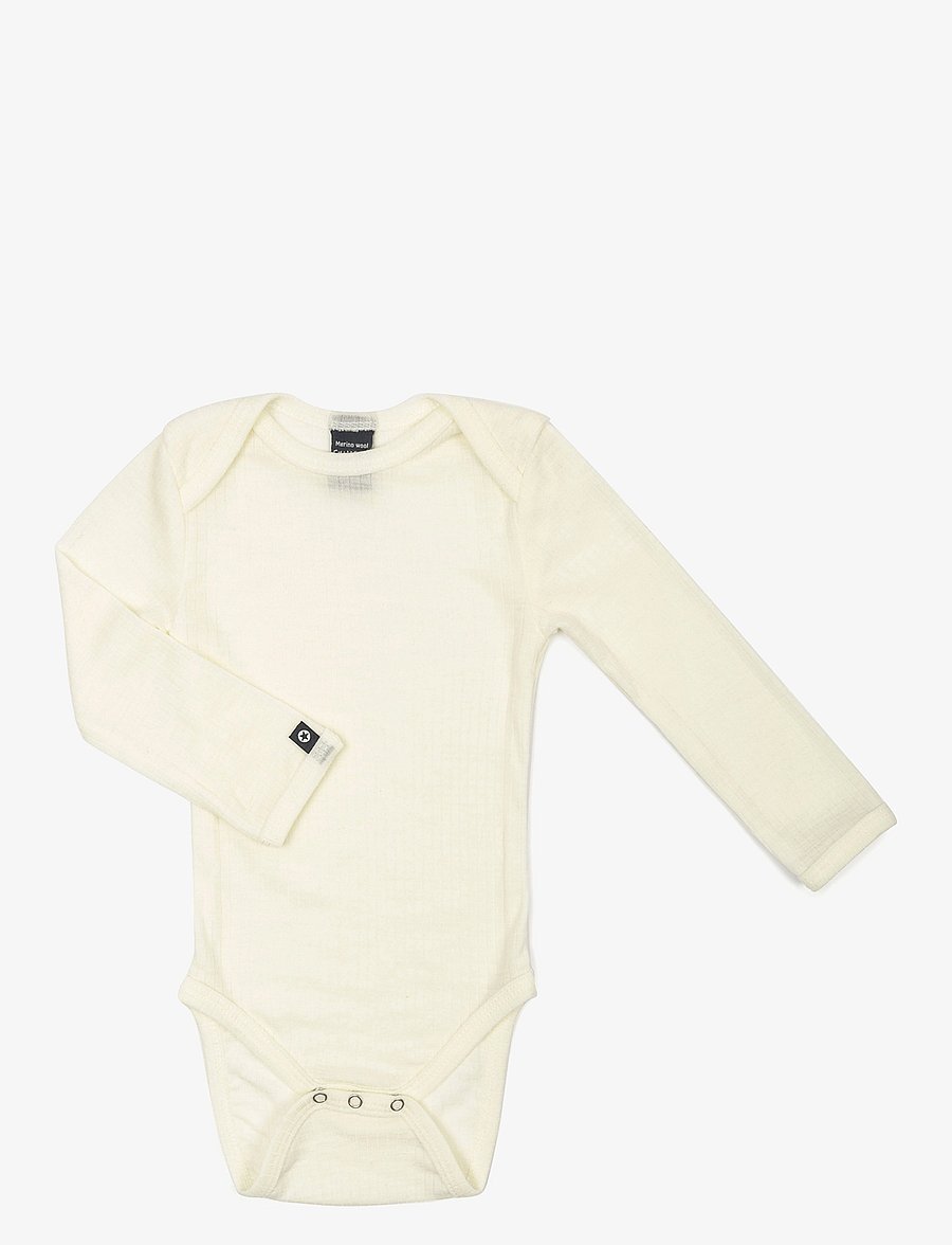 Smallstuff - Body LS, off. white drop needle, merino wool - langærmede bodyer - offwhite - 1