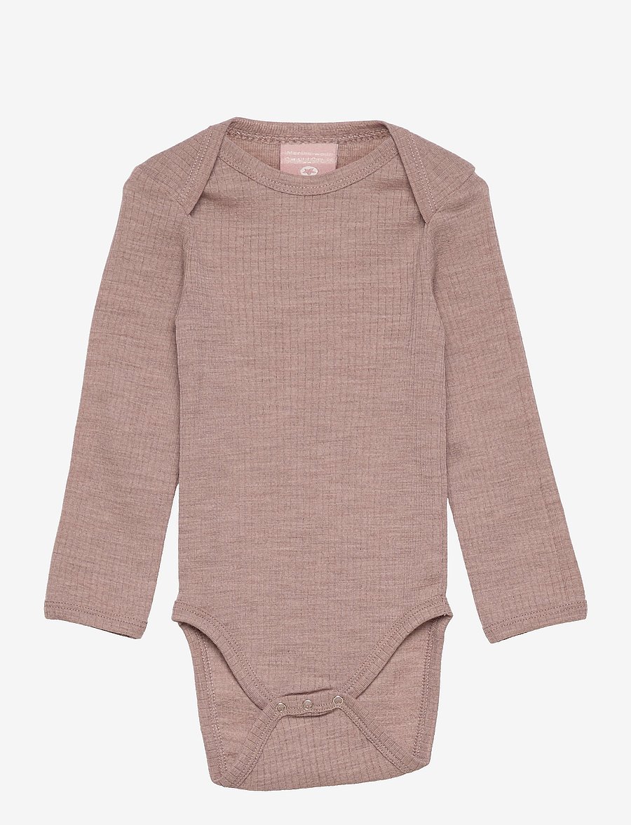 Smallstuff - Body LS, off. white drop needle, merino wool - pikkade varrukatega bodid - powder - 1