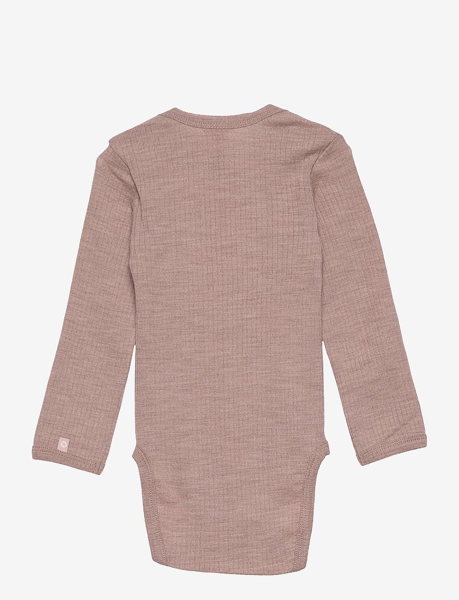 Smallstuff - Body LS, off. white drop needle, merino wool - pikkade varrukatega bodid - powder - 2