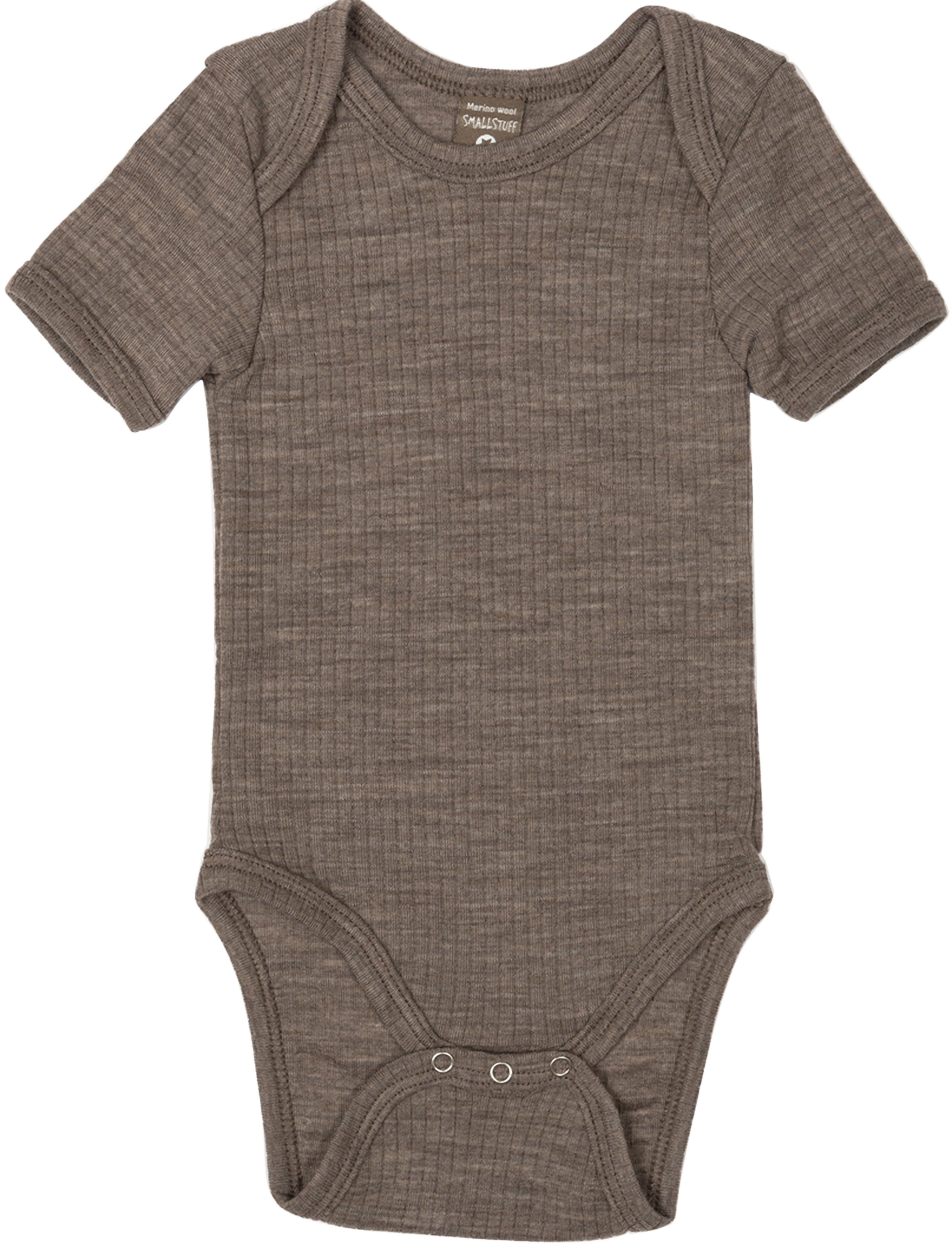 Smallstuff Body Ss, Nature Drop Needle, Merino Wool, 98, Bodys, Braun - Short-sleeved, Kinder