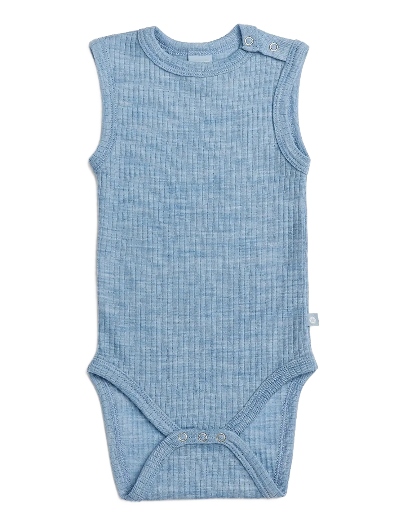 Smallstuff Body Ns, Light Blue Melange Drop Needle, Merino Wool, 98, Bodys, Blau - Sleeveless Kinder