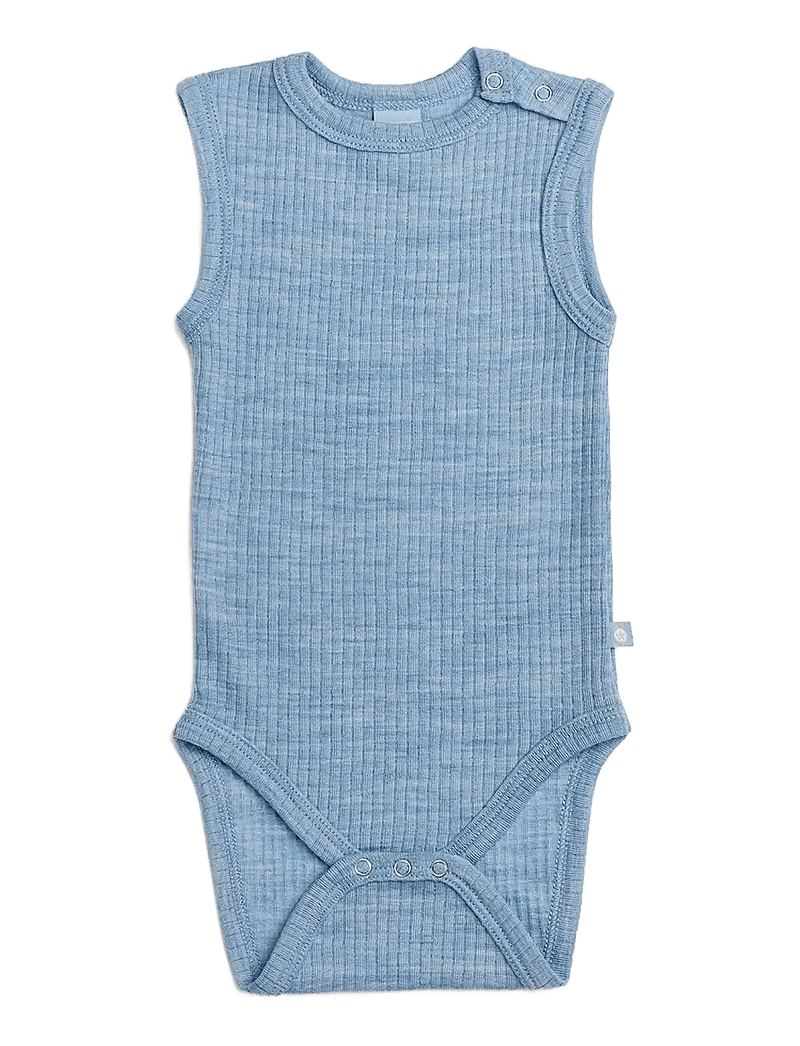 Smallstuff - Body NS, light blue melange drop needle, merino wool - sleeveless bodies - light blue - 0