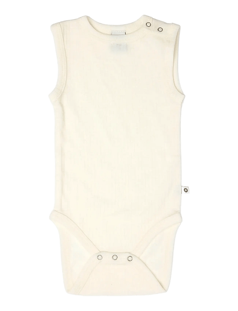 Smallstuff - Body NS, off. white melange drop needle, merino wool - Ärmellose bodys - off. white - 0