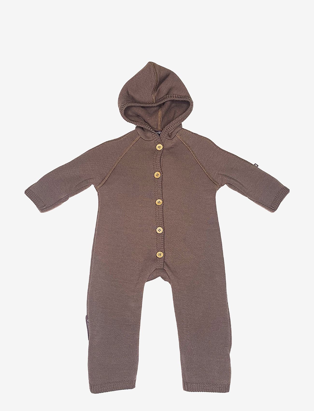 Smallstuff - Jumpsuit merino wool w. buttons and hoodie, rose brown - geschenke unter 100€ - rose brown - 0