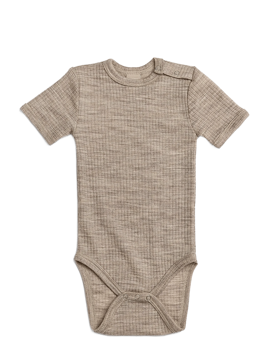 Smallstuff - Body SS, light nature melange drop needle, merino wool - kurzärmelige bodys - light nature - 0
