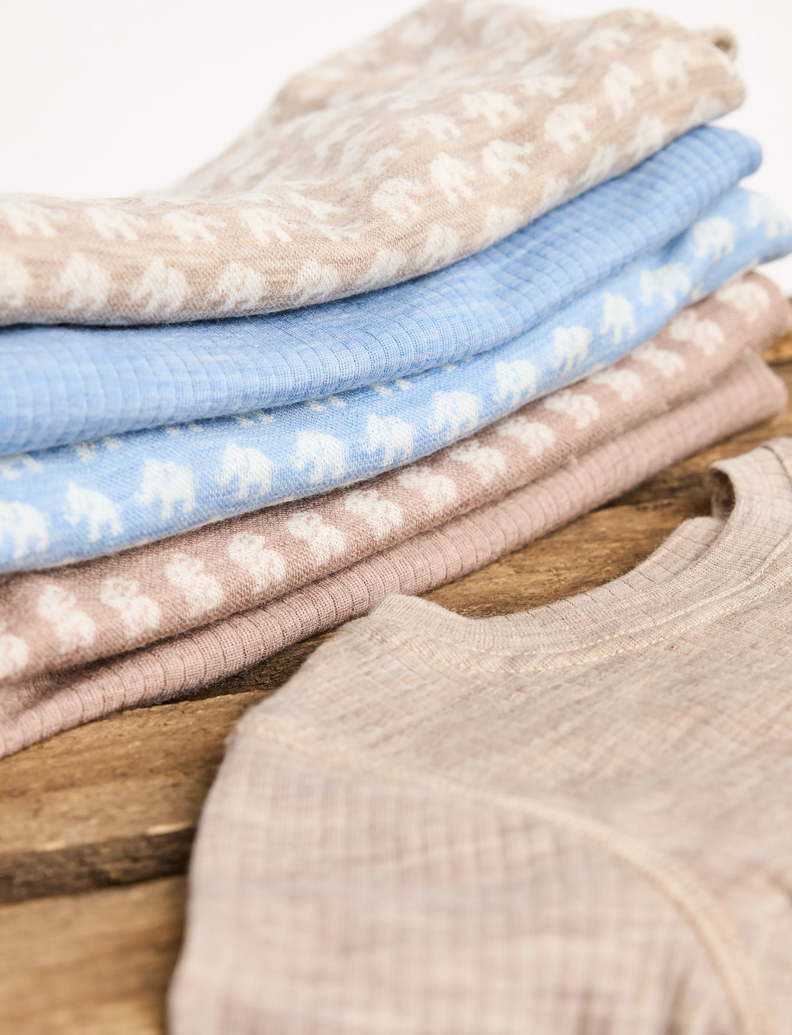 Smallstuff Body Ss, Light Nature Melange Drop Needle, Merino Wool, Børn, Ribbet Kortærmet Body, Beige, Str: 80